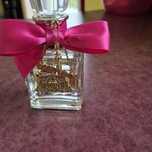 Juicy Couture Hot Pink Bow Perfume Bottle Charm with Gold Accents